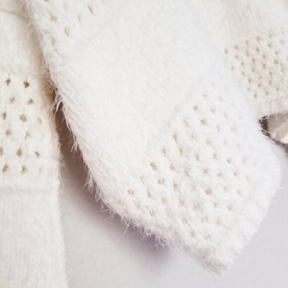 Arizona Jean Co Ivory Eyelash Fluffy Fuzzy Chunky Knit Crop Sweater XL Soft Cozy - Picture 10 of 16